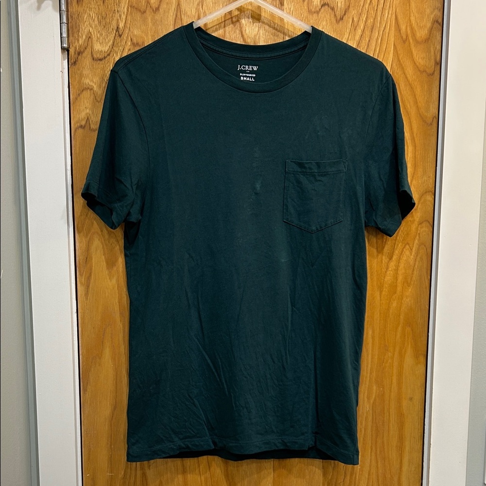 J.Crew Slim Washed Pocket T-Shirt Green Small Classic Crew Tee